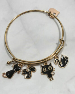 All Black Everything Bangle Charm Bracelet