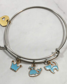 Crown & Kitties Bangle Charm Bracelet