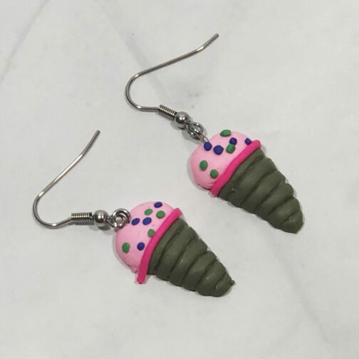 Strawberry Ice Cream Cone Earrings