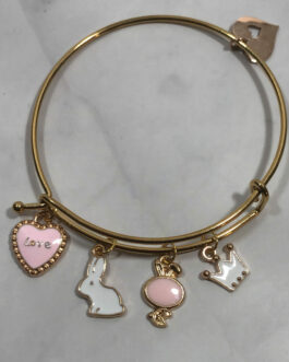 Love Pink Bangle Charm Bracelet