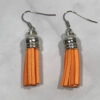 Orange Lether Tassel Earrings