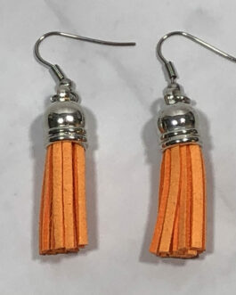 Orange Leather Tassel Earrings
