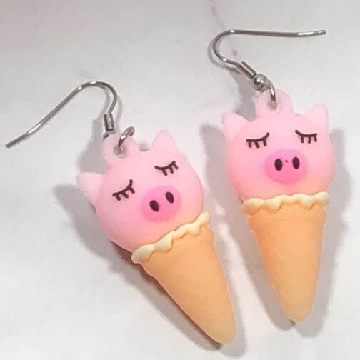 Piggy Ice Cream Cone Earrings