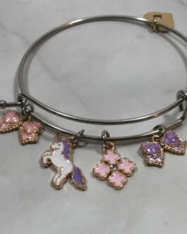 Pink & Purple Bangle Charm Bracelet