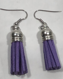 Purple Leather Tassel Earrings