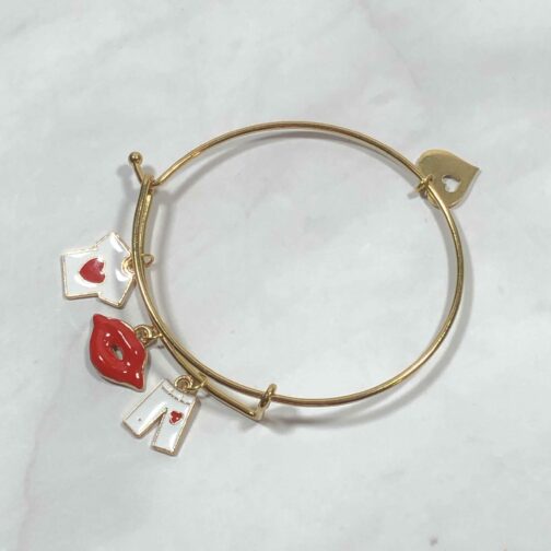Red Kiss Me Bangle Charm Bracelet - Image 2