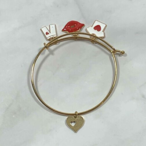 Red Kiss Me Bangle Charm Bracelet - Image 3