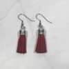 Red Leather Tassel Earrings