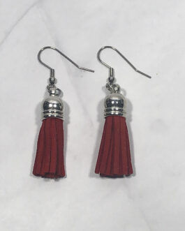 Red Leather Tassel Earrings
