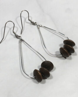 Silver & Wood Teardrop Earrings