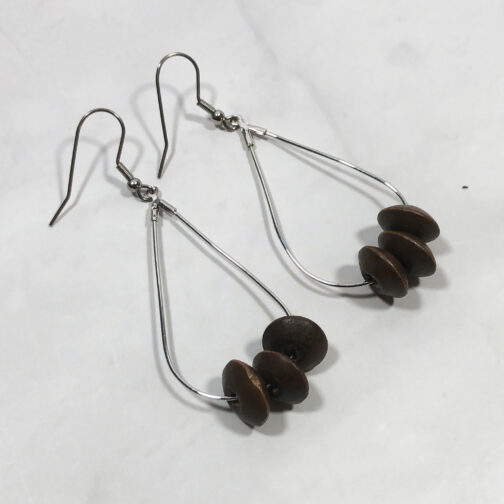 Silver and Wood Earrings