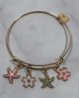 Stars & Flowers Bangle Charm Bracelet