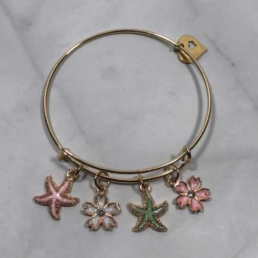 Stars & Flowers Bangle Charm Bracelet