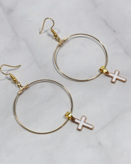 Heaven Sent Cross Hoop Earrings